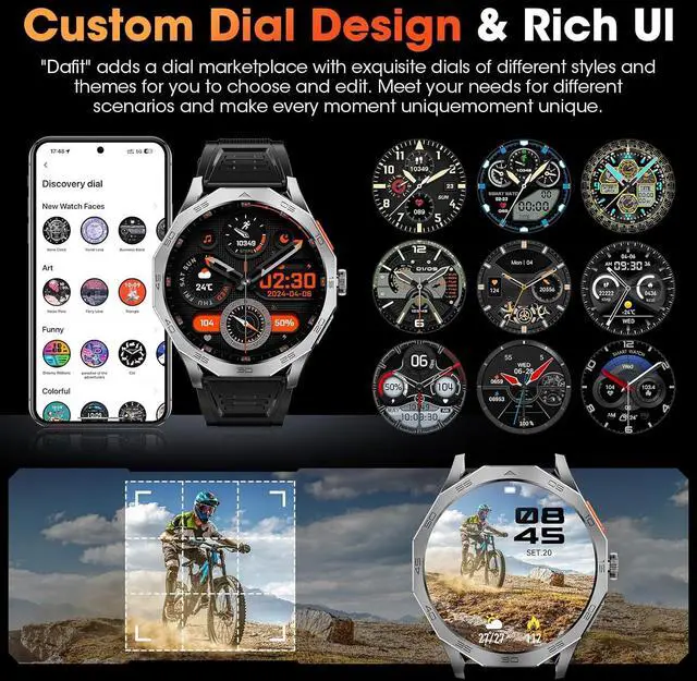 Alt view image 4 of 7 - SMA Military Smart Watch for Men, 1.85" HD Ultra Screen Touch Screen Sport Smartwatch 710mAh Battery Smart Watches for Android iOS (Bluetooth Call Answer/Dial Calls) Fitness Tracker with 100+ Sports