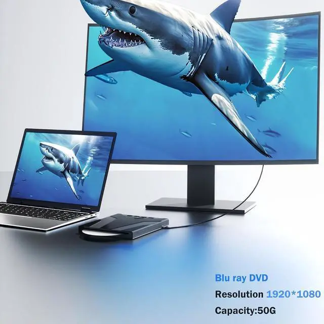 Alt view image 4 of 7 - SMA External Blu Ray Drive for Laptops, 7-in-1 USB 3.0 Type-C Blu ray CD DVD Drive with 4 USB & SD/TF Slot Ports, Portable 3D BD Disc Reader CD DVD -/+RW Burner Compatible with Windows Linux Mac OS