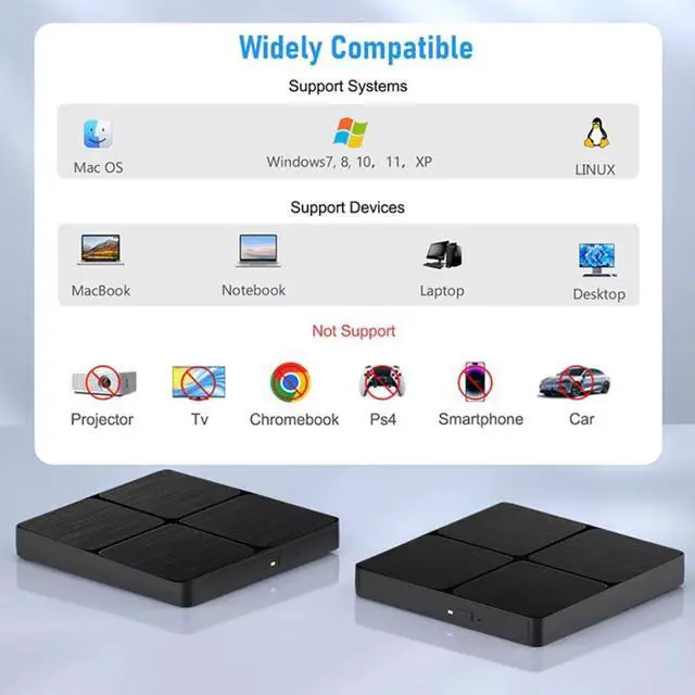 Alt view image 3 of 7 - SMA External Blu ray Drive for Laptops, External Bluray CD DVD Burner, External Blueray/DVD Drive for PC, External CD DVD Blu Ray Reader Writer Compatible with Windows XP/7/8/10/11, Linux, Mac OS