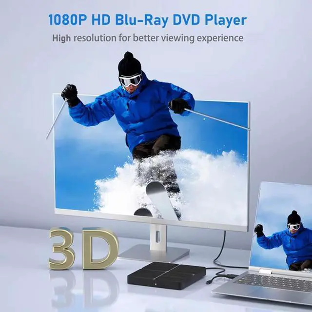 Alt view image 4 of 7 - SMA External Blu ray Drive for Laptops, External Bluray CD DVD Burner, External Blueray/DVD Drive for PC, External CD DVD Blu Ray Reader Writer Compatible with Windows XP/7/8/10/11, Linux, Mac OS