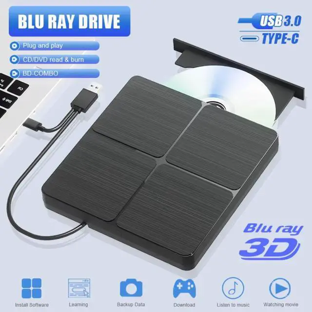 Main image of SMA External Blu ray Drive for Laptops, External Bluray CD DVD Burner, External Blueray/DVD Drive for PC, External CD DVD Blu Ray Reader Writer Compatible with Windows XP/7/8/10/11, Linux, Mac OS