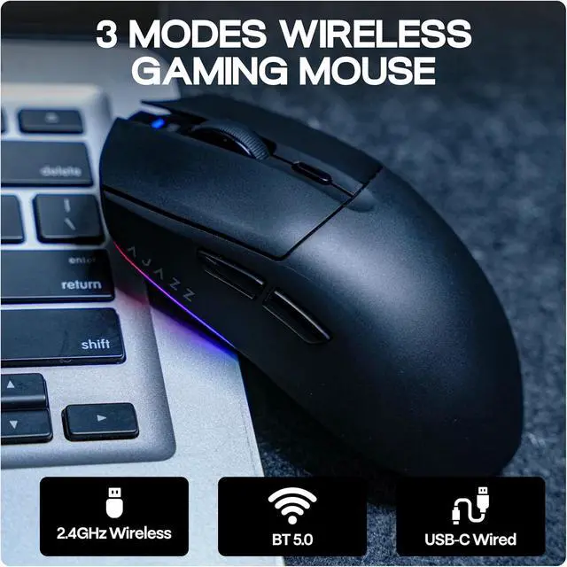 Alt view image 4 of 7 - SMA AJ139 V2 MC Tri-Mode Gaming Mouse with Charging Base, Adjustable 12,000 DPI, PAW3311 Sensor, Tri-Mode Bluetooth Wireless Mouse, 500mAh Battery, 1000 Polling Rate, 66g Lightweight, Windows/Mac