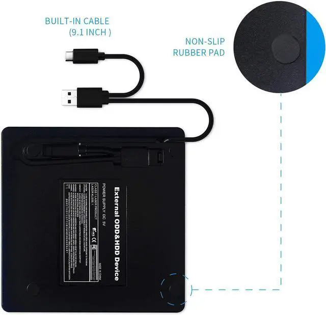 Alt view image 5 of 7 - [ Upgraded ] External CD DVD Drive, USB 3.0 & Type C External DVD CD Player, Plug & Play Burner Data Transfer DVD Player for Laptop Notebook PC Support Windows/Vista/7/8/10, Mac OS & Linux