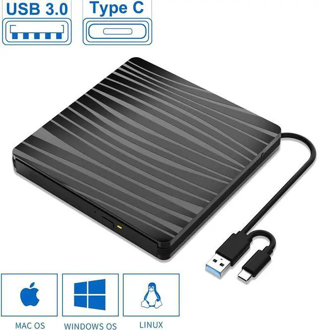 Main image of [ Upgraded ] External CD DVD Drive, USB 3.0 & Type C External DVD CD Player, Plug & Play Burner Data Transfer DVD Player for Laptop Notebook PC Support Windows/Vista/7/8/10, Mac OS & Linux