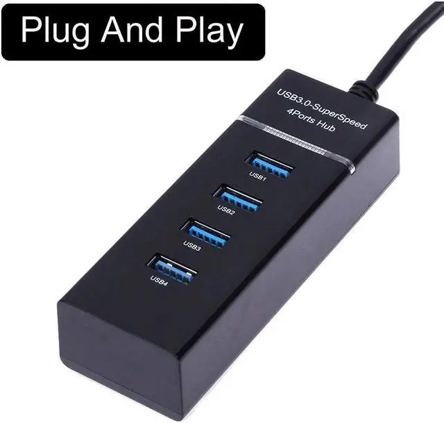 Alt view image 5 of 7 - USB HUB 3.0 Powered Ultra Slim 4 Ports Super Speed Mini Smart Charger Charging Port Compact External AC Power Adapter Mac Mini, PC, Laptops
