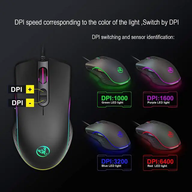 Alt view image 4 of 7 - Gaming Mouse Wired, 7 Programmable Buttons, Chroma RGB Backlit, 6400 DPI Adjustable, Comfortable Grip Ergonomic Optical PC Computer Gaming Mice with Fire Button