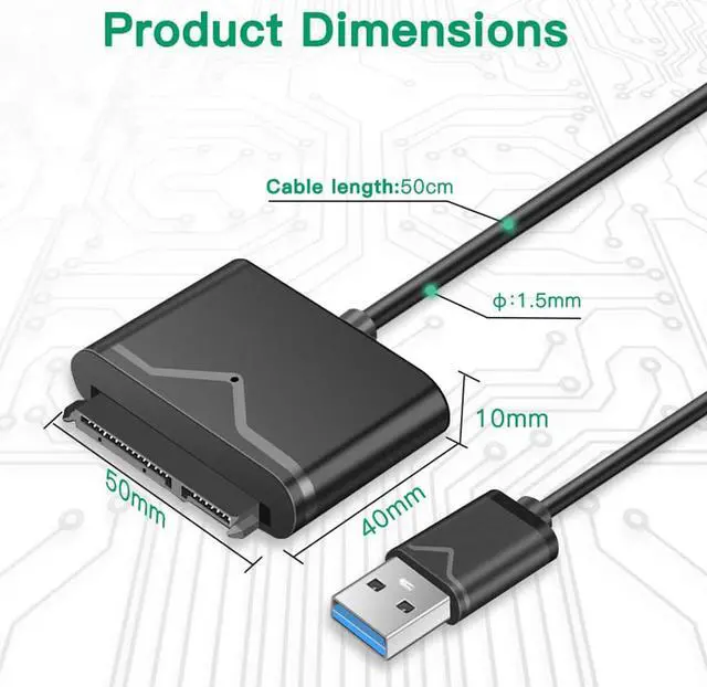 Alt view image 7 of 7 - SATA to USB 3.0 Adapter Cable,ZEXMTE USB 3.0 to SATA III Hard Driver Adapter External Converter for 2.5 3.5 Inch SSD/HDD Data Transfer