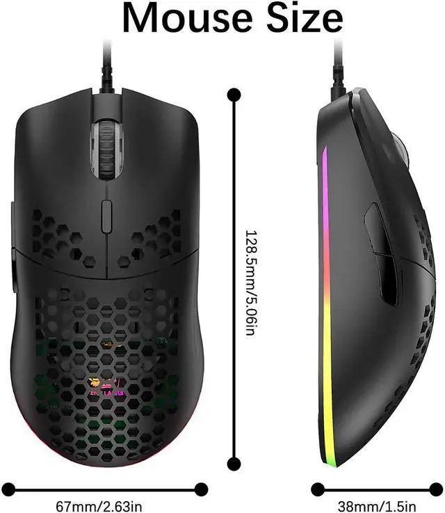 Alt view image 7 of 7 - Lightweight Gaming Mouse,26 Kinds RGB Backlit Mice, PixArt 3325 12000 DPI Mouse,Ultralight Honeycomb Shell Ultraweave Cable Mouse and Anti-Key Can Be Set for PC Gamers and Xbox and PS4 Users