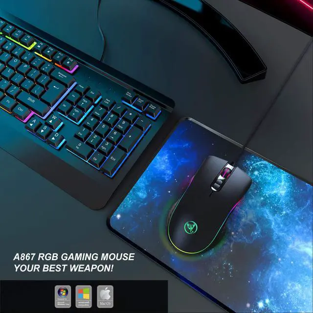 Alt view image 5 of 7 - Gaming Mouse Wired, 7 Programmable Buttons, Chroma RGB Backlit, 6400 DPI Adjustable, Comfortable Grip Ergonomic Optical PC Computer Gaming Mice with Fire Button