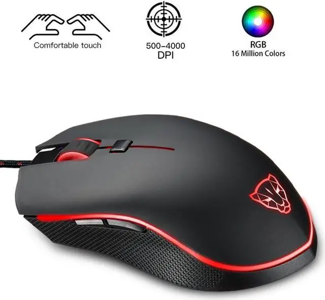Main image of Professional Gaming Mouse USB Wired USB Optical Mouse Gamer 6 Adjustable DPI Mouse 4000DPI Ergonomic Mice RGB LED Backlight for PC Laptop