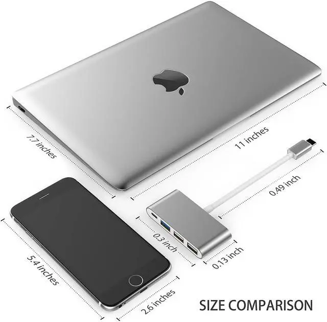 Alt view image 6 of 7 - 4-in-1 USB-C Hub With USB C Power Delivery, USB3.0 USB2.0 Ports compatible with MacBook Air, MacBook pro 13&15, ChromeBook Pixel, XPS and More, Multiport Charging & Connecting Adapter