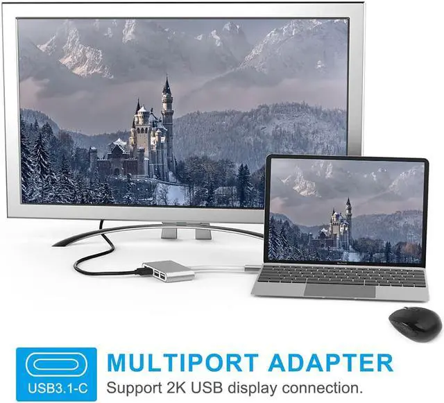 Alt view image 4 of 7 - 4-in-1 USB-C Hub With USB C Power Delivery, USB3.0 USB2.0 Ports compatible with MacBook Air, MacBook pro 13&15, ChromeBook Pixel, XPS and More, Multiport Charging & Connecting Adapter