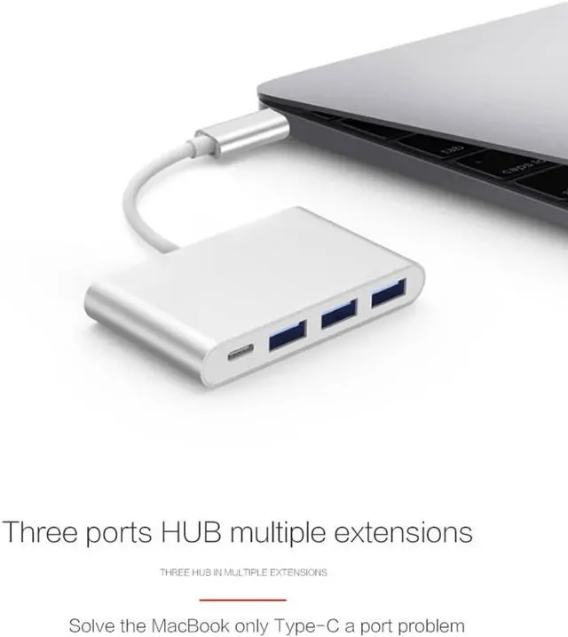 Alt view image 5 of 7 - 4-in-1 USB-C Hub With USB C Power Delivery, USB3.0 USB2.0 Ports compatible with MacBook Air, MacBook pro 13&15, ChromeBook Pixel, XPS and More, Multiport Charging & Connecting Adapter