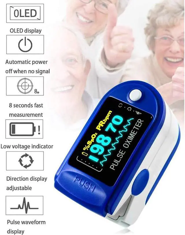 Alt view image 4 of 7 - Pulse Oximeter Fingertip, Blood Oxygen Saturation Monitor Fingertip, Portable Blood Oxygen Meter Finger Oximeter Finger with Pulse, O2 Monitor Finger for Oxygen
