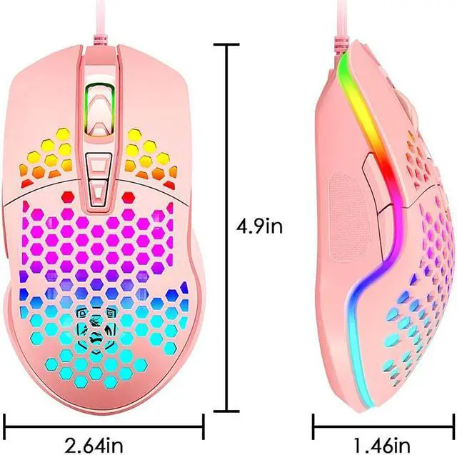 Alt view image 7 of 7 - Ergonomic Lightweight Gaming Mouse Wired Honeycomb Hollow RGB Streamer 4000 DPI Programming Optical Sensor Pixert 3325 78G Gaming Mice for PC X-BOX PS4 Gamer