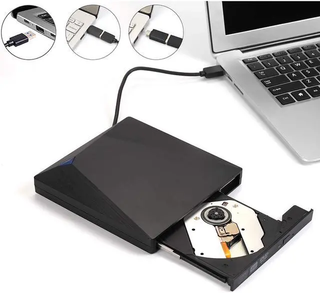 Alt view image 7 of 7 - External CD / DVD Drive USB 3.0 with Type-C Portable Burner Player Plug & Play, Three-Dimensional Surface, Compatible with Win10 / 8/7/10 / XP and Linux, Laptop, desktop, Mac/MacBook Air/Pro/iMac