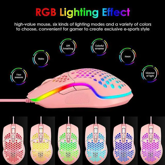 Alt view image 2 of 7 - Ergonomic Lightweight Gaming Mouse Wired Honeycomb Hollow RGB Streamer 4000 DPI Programming Optical Sensor Pixert 3325 78G Gaming Mice for PC X-BOX PS4 Gamer