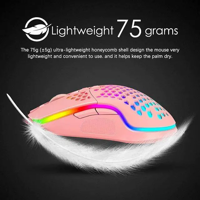 Alt view image 3 of 7 - Ergonomic Lightweight Gaming Mouse Wired Honeycomb Hollow RGB Streamer 4000 DPI Programming Optical Sensor Pixert 3325 78G Gaming Mice for PC X-BOX PS4 Gamer