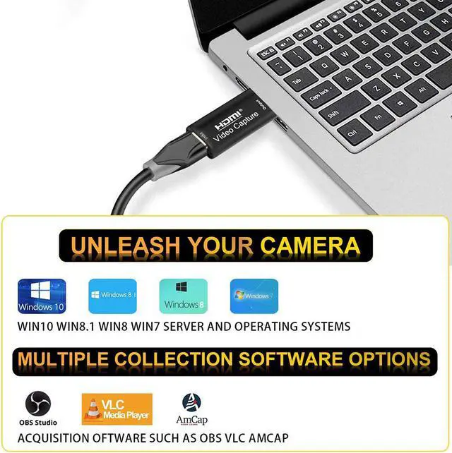 Alt view image 5 of 7 - Audio Video Capture Cards - HDMI to USB 2.0 - High Definition 1080p 30fps - Record Directly to Computer for Gaming, Streaming, Teaching, Video Conference or Live Broadcasting
