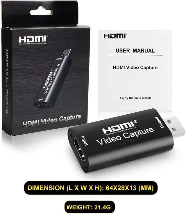 Alt view image 7 of 7 - Audio Video Capture Cards - HDMI to USB 2.0 - High Definition 1080p 30fps - Record Directly to Computer for Gaming, Streaming, Teaching, Video Conference or Live Broadcasting