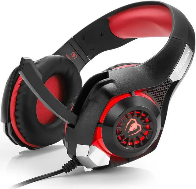 Alt view image 7 of 7 - Gaming Headset for PS4, Xbox One Controller, PC, Over Ear Headphones with Noise Cancelling Mic, Soft Memory Earmuffs, LED Light, Stereo Bass Surround Sound for Nintendo Switch Laptop Mac