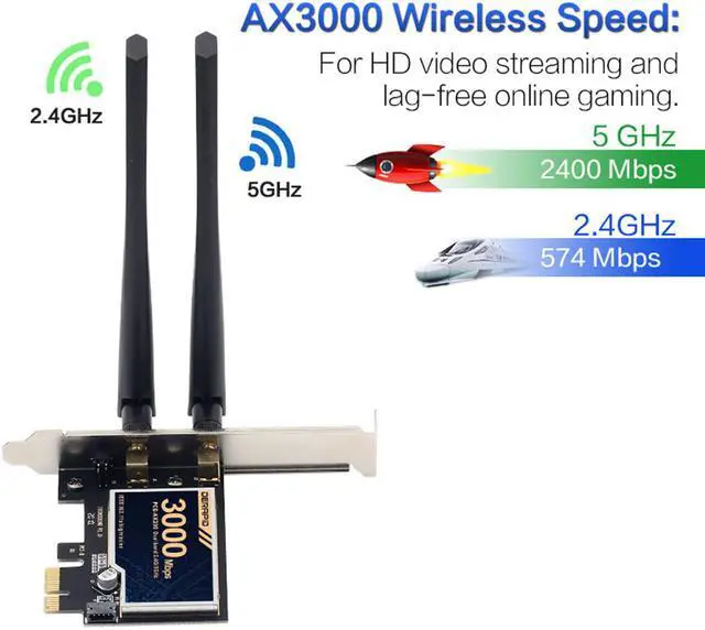 Alt view image 5 of 7 - Dual Band 3000Mbps WiFi 6 Intel AX200 Bluetooth 5.0 PCIe Desktop Wireless Adapter 802.11ax/ac 2.4G 5G AX200NGW Newtork Card