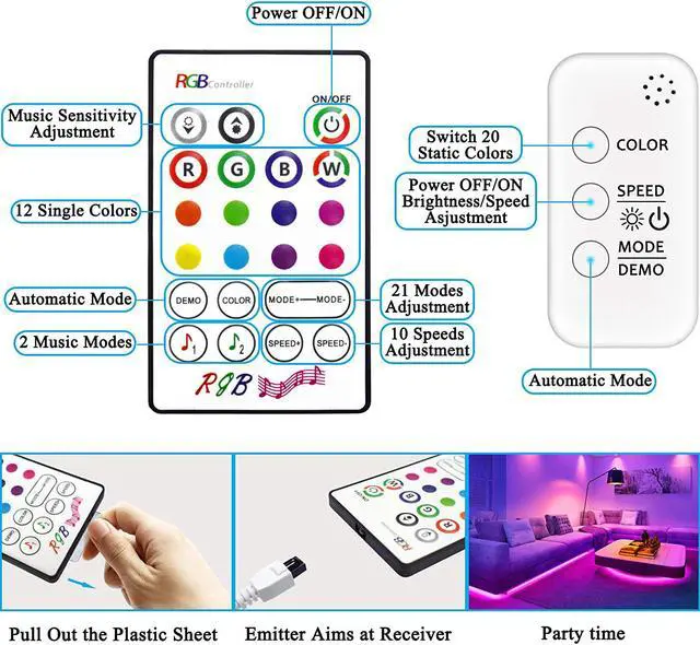 Alt view image 6 of 7 - Bluetooth LED Strip Lights Music Sync App Control, 32.8FT/10M Flexible Waterproof RGB LED Light Strips for Bedroom with Remote Color Changing Neon Lights 300LED 5050 Tape Lights 12V Room Mood Lighting
