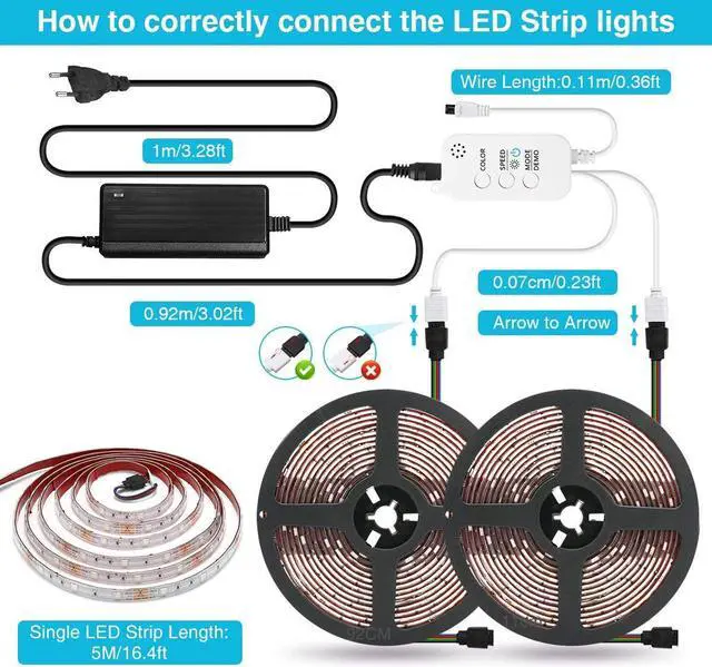 Alt view image 5 of 7 - Bluetooth LED Strip Lights Music Sync App Control, 32.8FT/10M Flexible Waterproof RGB LED Light Strips for Bedroom with Remote Color Changing Neon Lights 300LED 5050 Tape Lights 12V Room Mood Lighting