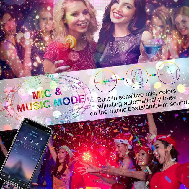 Alt view image 7 of 7 - LED Strip Lights 32.8ft / 10M,WiFi IP65 Waterproof Dimmable Led Light Strip with Remote,Music Sync Color Changing RGB LED Strip Lights for Bedroom, Work with Amazon Alexa Google Assistant