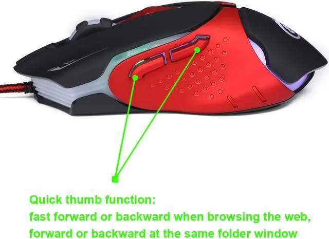 Alt view image 5 of 7 - Gaming Mouse Ergonomic Optical Gamer Mouse Mice, 4-DPI Adjustment Level 3200 DPI, 7colors LED Backlight 6 Buttons USB Wired Mouses for PC Computer