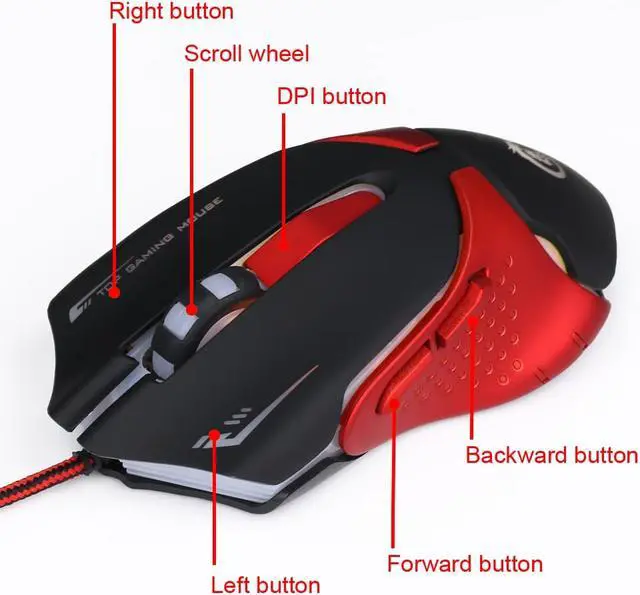 Alt view image 4 of 7 - Gaming Mouse Ergonomic Optical Gamer Mouse Mice, 4-DPI Adjustment Level 3200 DPI, 7colors LED Backlight 6 Buttons USB Wired Mouses for PC Computer