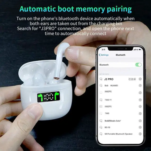 Alt view image 6 of 7 - Wireless Earplug Bluetooth 5.2 Wireless Headset 35 Hours Playback time IPX7 Waterproof with Charging Bluetooth Headphone with Built-in Microphone stereobox Fit for Running