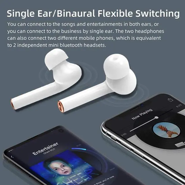 Alt view image 4 of 7 - Wireless Earplug Bluetooth 5.2 Wireless Headset 35 Hours Playback time IPX7 Waterproof with Charging Bluetooth Headphone with Built-in Microphone stereobox Fit for Running