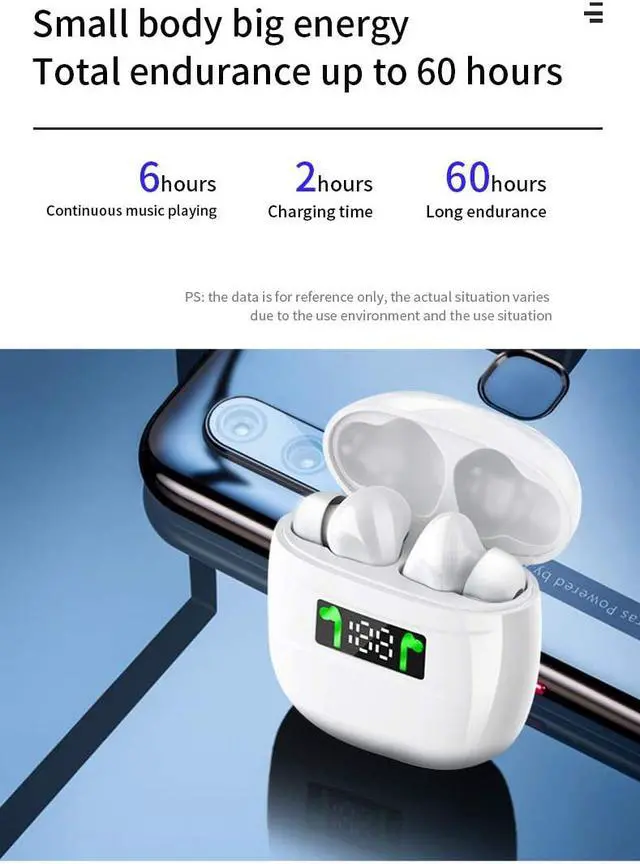 Alt view image 5 of 7 - Wireless Earplug Bluetooth 5.2 Wireless Headset 35 Hours Playback time IPX7 Waterproof with Charging Bluetooth Headphone with Built-in Microphone stereobox Fit for Running
