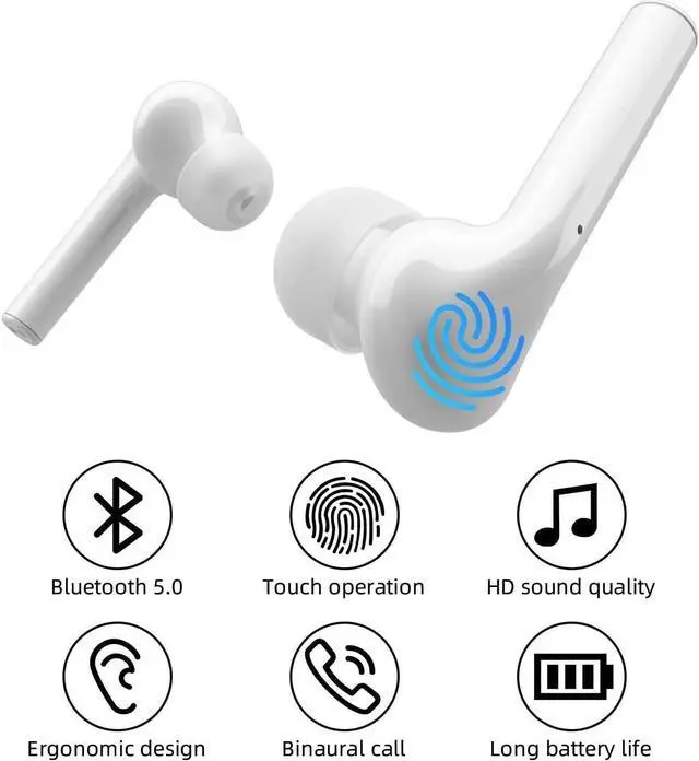 Alt view image 3 of 7 - Wireless Earplug Bluetooth 5.2 Wireless Headset 35 Hours Playback time IPX7 Waterproof with Charging Bluetooth Headphone with Built-in Microphone stereobox Fit for Running
