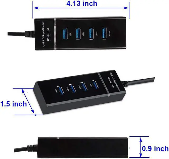 Alt view image 6 of 7 - 4 Ports USB 3.0 Hub Adapter,USB Splitter Compatible for USB Flash Driver, Laptop,Keyboard,Notebook PC,Mouse,Table,Printer,PS4,Xbox One,MacBook Air/Pro/Mini (0.98FT Extended Cable)