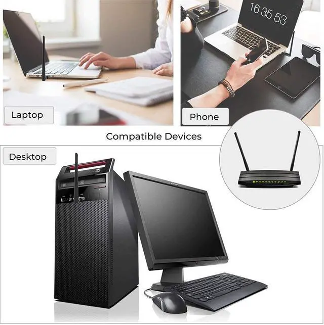 Alt view image 7 of 7 - USB WiFi Adapter – 1200M WiFi Dongle High Speed 802.11ac 5dBi Dual Band 2.4/5GHz Wireless Network Adapter for PC/Desktop/Tablet/Laptop, Compatible with Windows, Mac OS X (Color: Black)