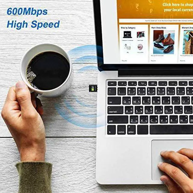 Alt view image 7 of 7 - USB WiFi Adapter WiFi dongle AC600Mbps Hi-Speed USB Plug WiFi Network Adapter Desktop Wireless Adapter Network USB High Speed Dual-Frequency Desktop/Laptop, Support Windows10 / 8/7 / Vista/XP (Black)
