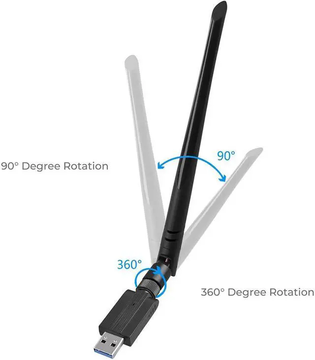 Alt view image 5 of 7 - USB WiFi Adapter – 1200M WiFi Dongle High Speed 802.11ac 5dBi Dual Band 2.4/5GHz Wireless Network Adapter for PC/Desktop/Tablet/Laptop, Compatible with Windows, Mac OS X (Color: Black)