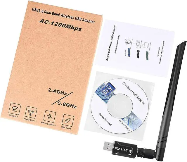 Alt view image 7 of 7 - USB WiFi Adapter, 1200Mbps USB 3.0 Wireless WiFi Dongle 2.4G/5.8G 802.11ac Network Adapter with 5dBi High Gain Antenna for Windows XP/Vista/7/8/8.1/10, Linux 2.6 or Above, Mac OS X 10.6-10.15
