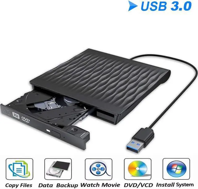 Main image of External CD DVD Drive, USB 3.0 Portable Burner Optical Drive CD RW DVD RW Superdrive Compatible for MacBook Pro Air iMac Laptop Notebook (Color: Black)