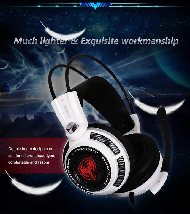 Alt view image 3 of 7 - Gaming Headset 7.1 Virtual Surround Sound Headphone with Microphone Stereo Headphones Vibrate for PC Computer Laptop with Mic, Volume Control, LED