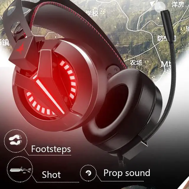 Alt view image 6 of 7 - Gaming Headset Xbox One Headset with Surround Sound Stereo, PS4 Headset with Mic & LED Light, Compatible with PC, Laptop, PS4, Xbox One Controller(Adapter Not Included), Nintendo Switch, Mac