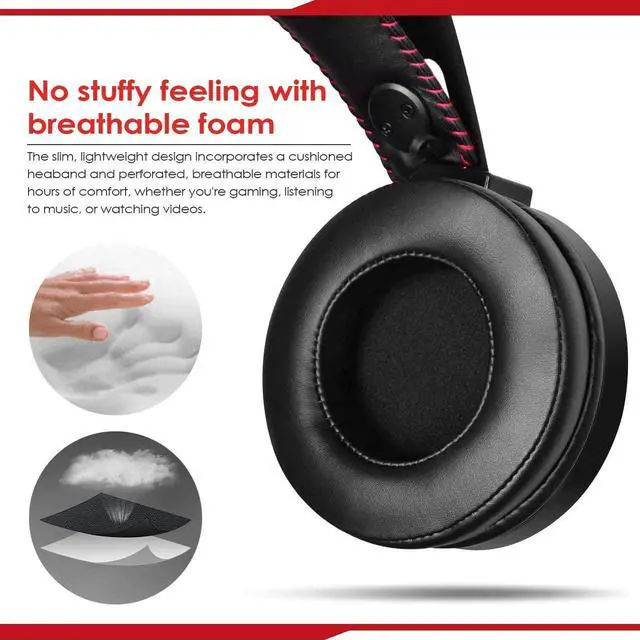 Alt view image 3 of 7 - Gaming Headset Xbox One Headset with Surround Sound Stereo, PS4 Headset with Mic & LED Light, Compatible with PC, Laptop, PS4, Xbox One Controller(Adapter Not Included), Nintendo Switch, Mac