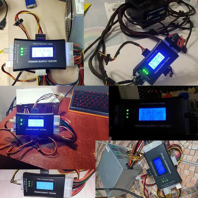 Alt view image 7 of 7 - Digital LCD Display PC Computer 20/24 Pin Power Supply Tester Check Quick Bank Supply Power Measuring Diagnostic Tester Tools