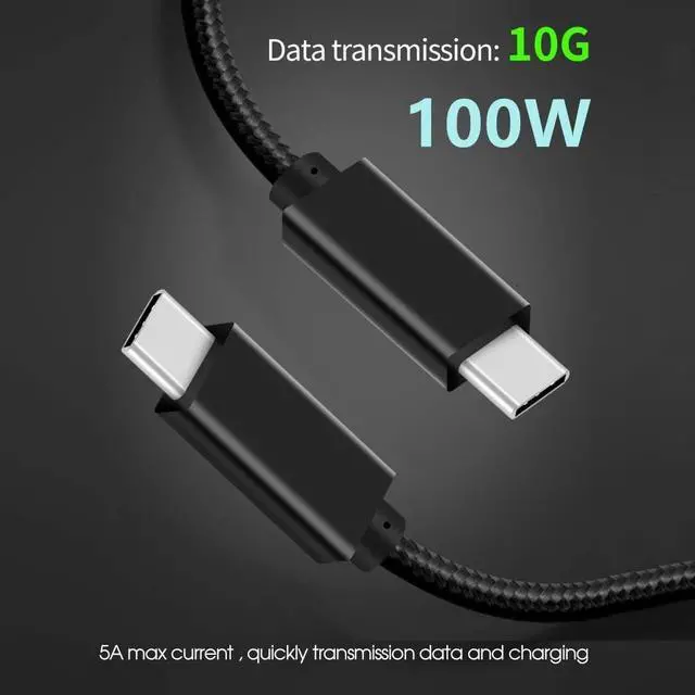 Alt view image 5 of 7 - 5A 100W USB-C Cable, 3.3ft 1M USB Power Delivery (PD) Fast Charge USB 3.1 Gen2, 10Gbps Data — Compatible with PD Docking Stations, Hard Drives, MacBook Pro, Air, iPad Pro, PixelBook, 4K/5K Displays