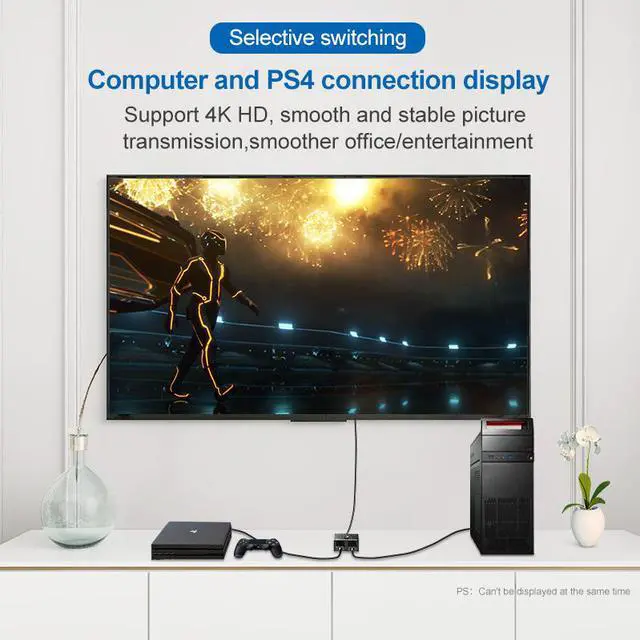 Alt view image 4 of 7 - 4K HDMI Switch 2 Ports Bi-directional 1x2 / 2x1 HDMI Switcher Splitter Supports Ultra HD 4K 1080P 3D HDR HDCP for PS4 Xbox HDTV