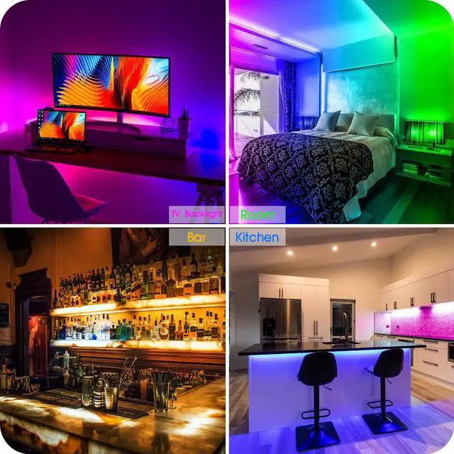 Alt view image 5 of 7 - 50ft LED Strip Lights, 50ft/15M Flexible Led Light Strip Color Changing 5050 RGB Led Strip with Bluetooth Remote App Controller,LED Rope Lights Strip Sync to Music for Home TV Party Bedroom Kitchen