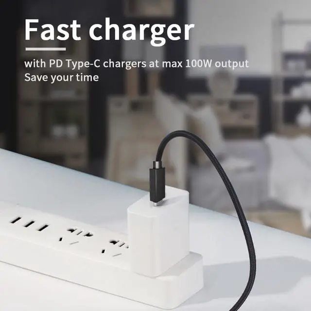 Alt view image 3 of 7 - 5A 100W Type-C Cable, 6.6ft USB Power Delivery (PD) Fast Charge USB C 3.1 Gen2, 10Gbps Data — Compatible with PD Docking Stations, Hard Drives, MacBook Pro, Air, iPad Pro, PixelBook, 4K/5K Displays