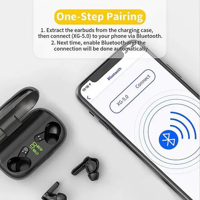 Alt view image 4 of 7 - Wireless Headphones,  Bluetooth 5.0 TWS Stereo Earphones True Wireless in-Ear Earbuds IPX7 Waterproof Wireless Earphones with Quick Charging Case(Built-in Mic, Hi- Fi, 120Hrs Playtime)